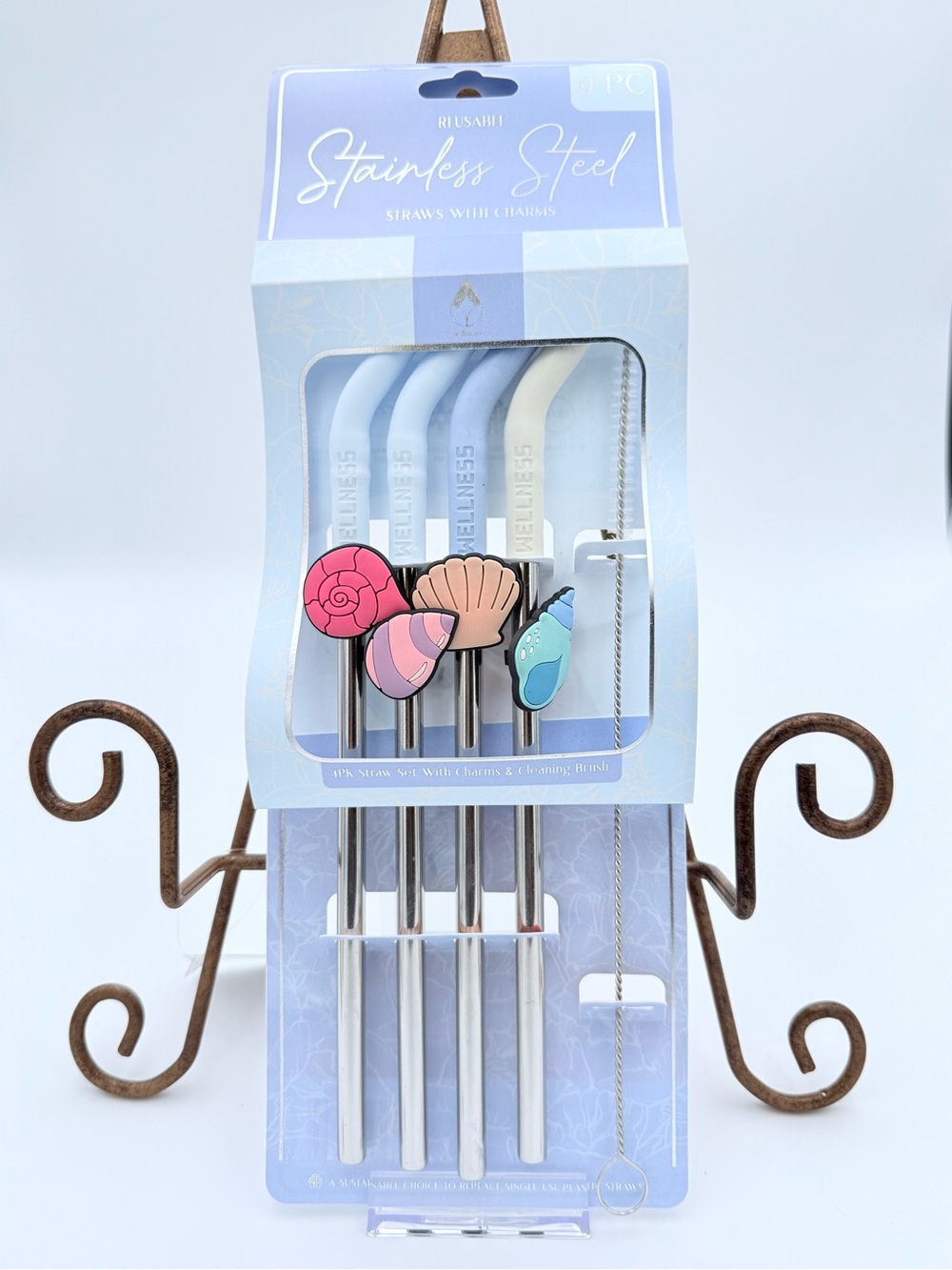 Reusable Stainless Steel Straws with Charms - NWT
